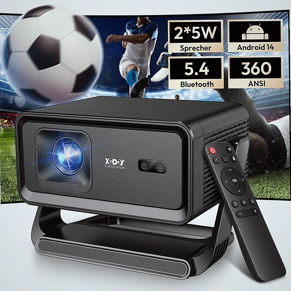 XGODY 5G 4K 8K Projektor WiFi Bluetooth HDMI Android 14.0 Büro Heimkino Beamer