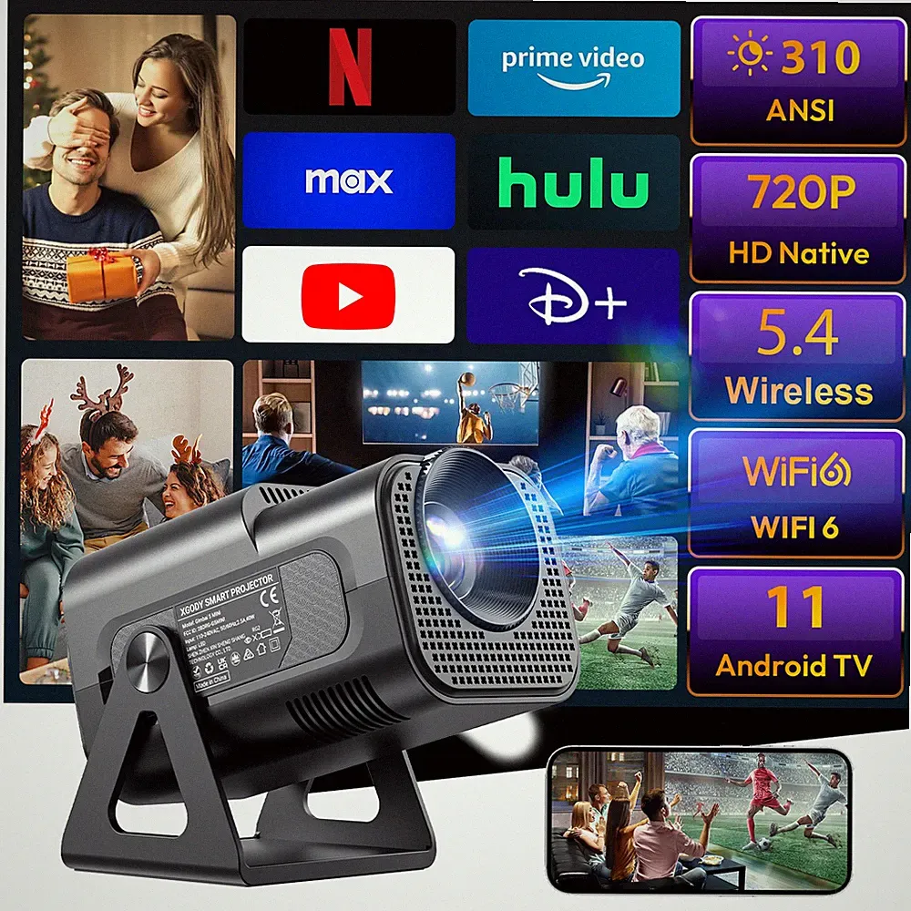 XGODY 5G 4K Mini Beamer HD Android 12000Lumen WiFi Projektor Heimkino USB/HDM