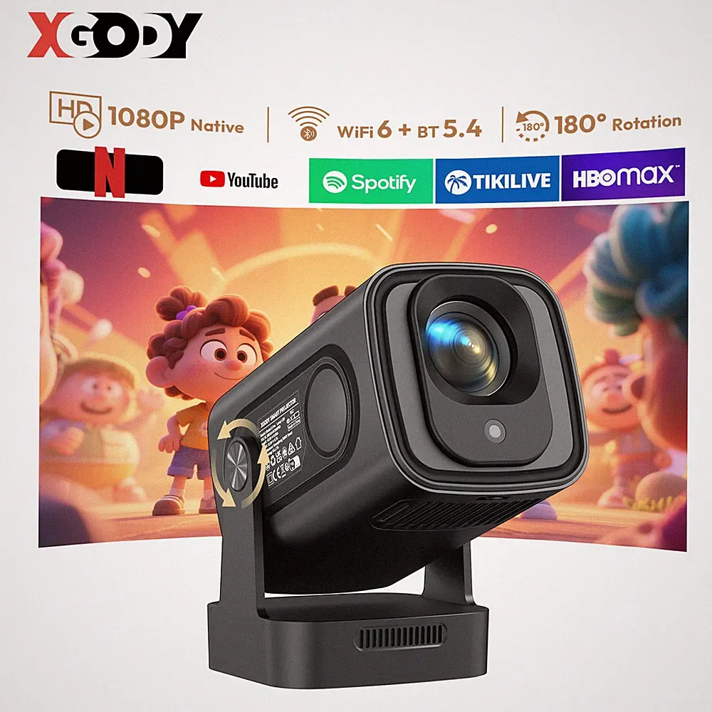 XGODY 8K 4K Android 14.0 Beamer Projektor Heimkino 5G WiFi Bluetooth 25000Lumen