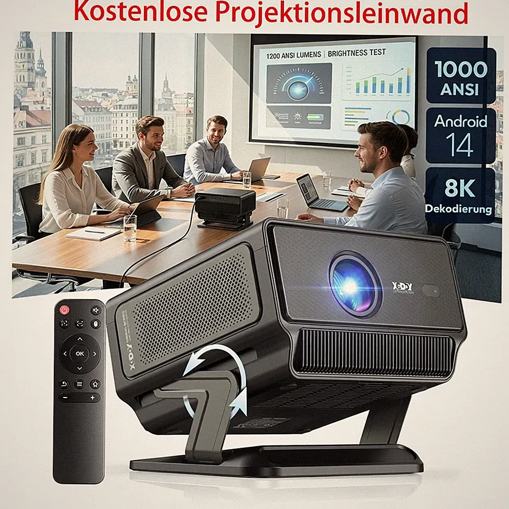 XGODY 8K 4K Beamer 5G Android 14.0 Projektor Leinwand Heimkino WIFI TV HDMI/USB