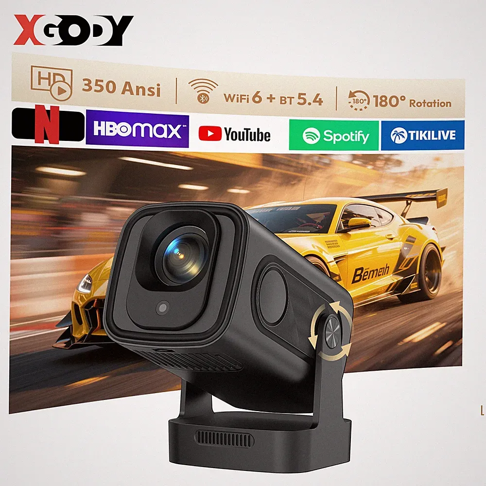 XGODY 8K 4K Beamer Smart Projektor Heimkino Android14.0 5G WiFi Bluetooth HDMI