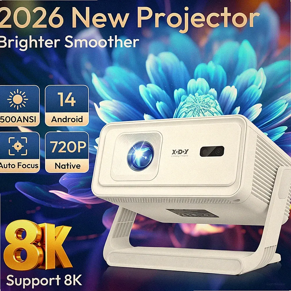 XGODY 8K Beamer Projektor Autofokus Android14.0 500 Ansi 1+16GB WiFi Heimkino
