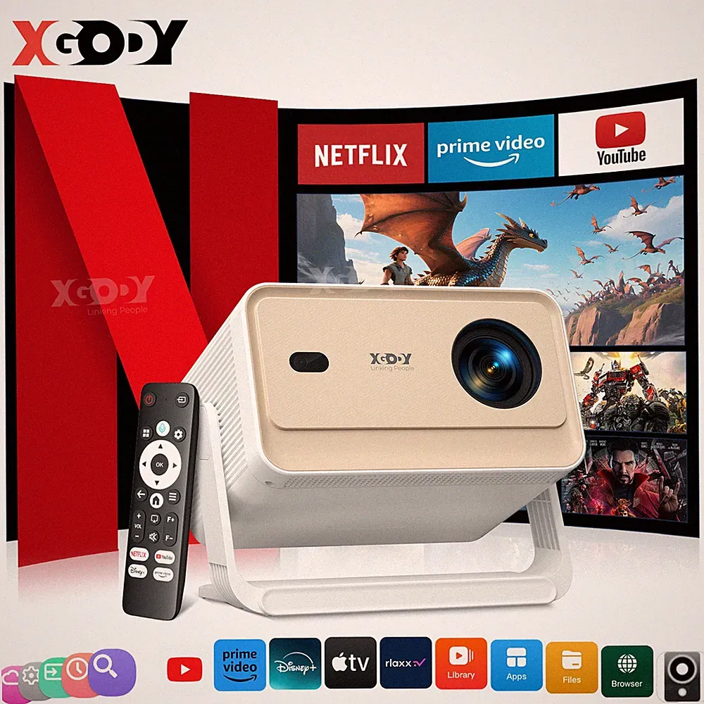 XGODY A6/N6 Pro 4K 5G Beamer Android Google TV Projektor Autofokus WiFi Heimkino