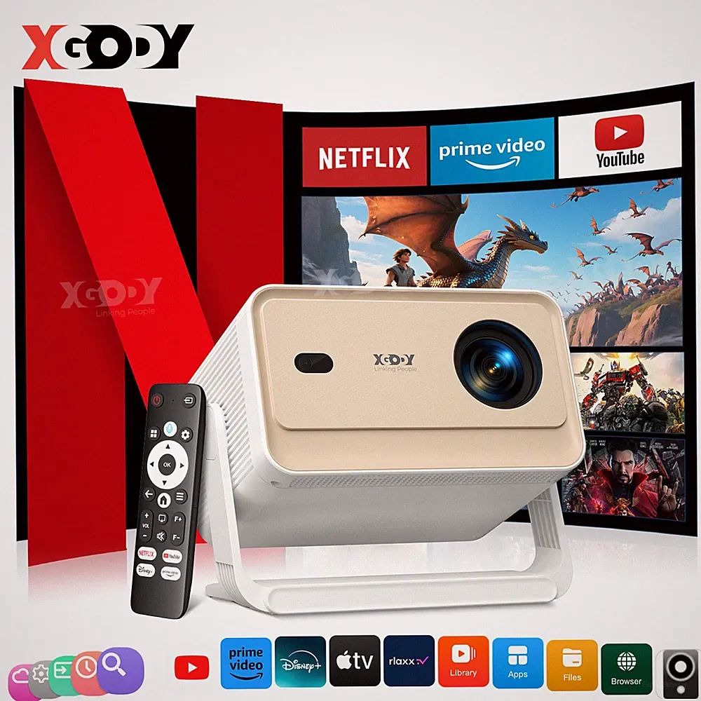XGODY A6/N6 Pro Beamer TV Projektor Autofokus WiFi Android 4K Heimkino UBS HDMI