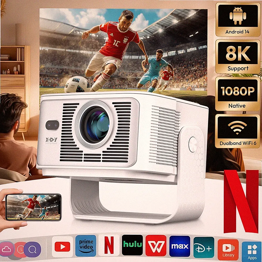 XGODY Beamer 4K 45000 Lumen LED 1080P WiFi Bluetooth Android Heimkino HDMI USB
