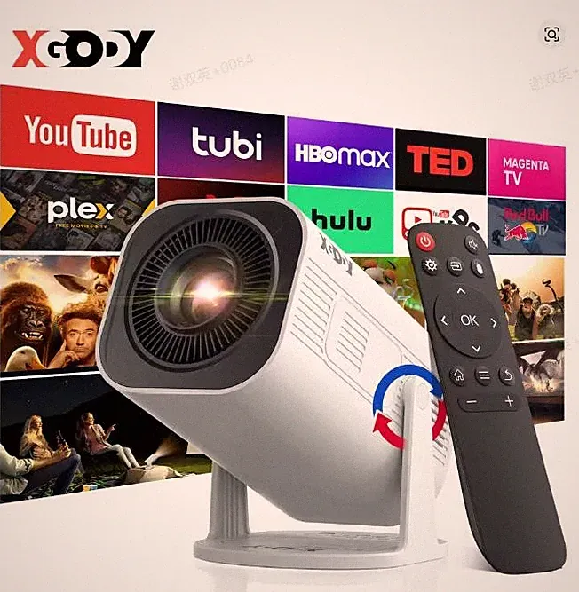 XGODY Beamer 4K UHD Heimkino Projektor LCD 5G WiFi Bluetooth Android Taschenkino