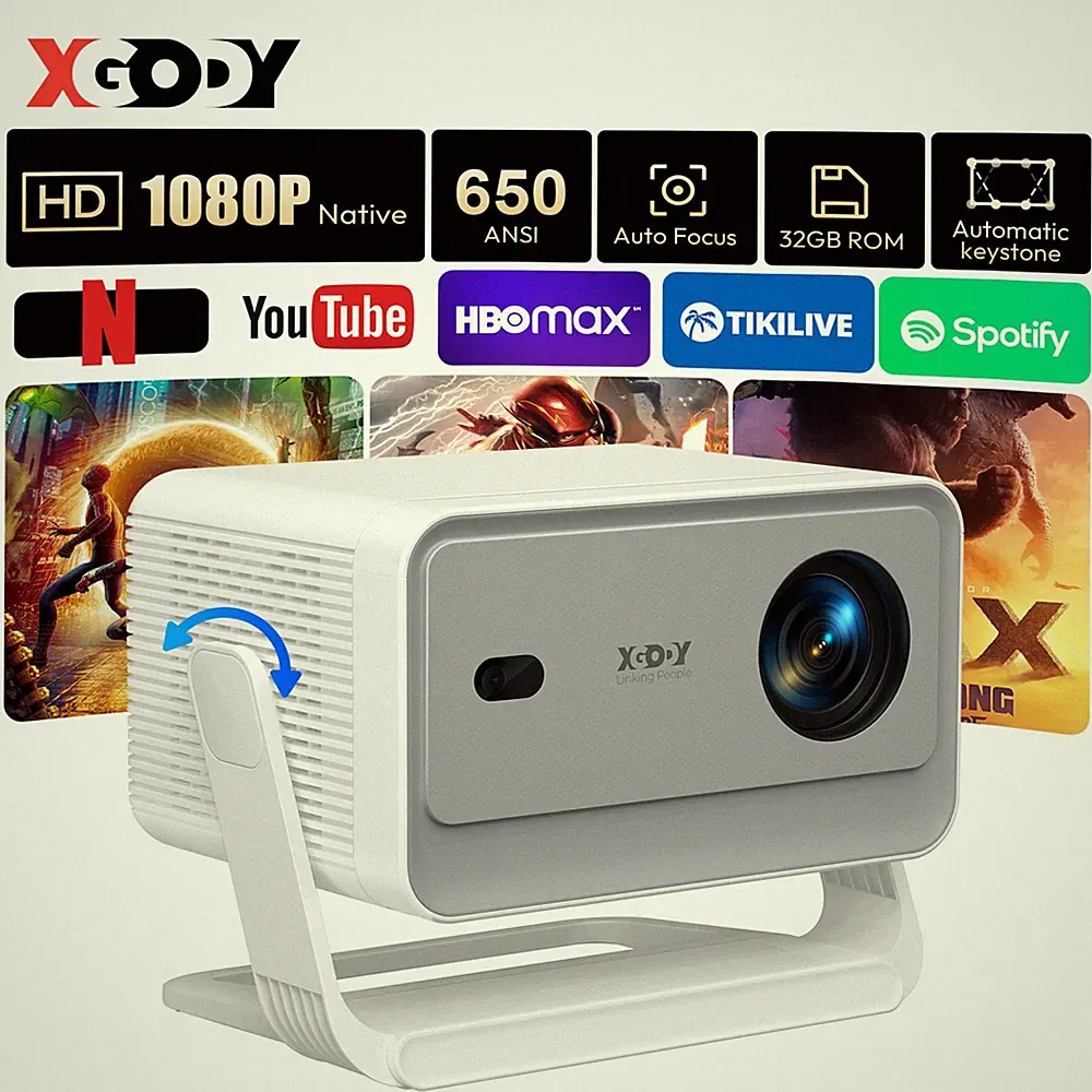 XGODY FHD 4K Projektor 1080P Video Beamer Projektor Android TV Heimkino 650ANSI