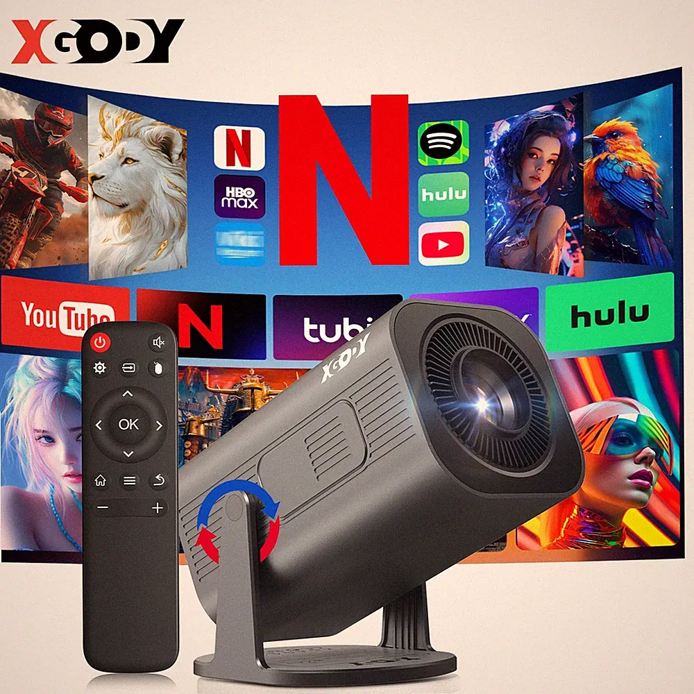 XGODY Gimbal 3 Pro 4K Beamer Projektor Android 11 WiFi Mini 340ANSI Native 720P