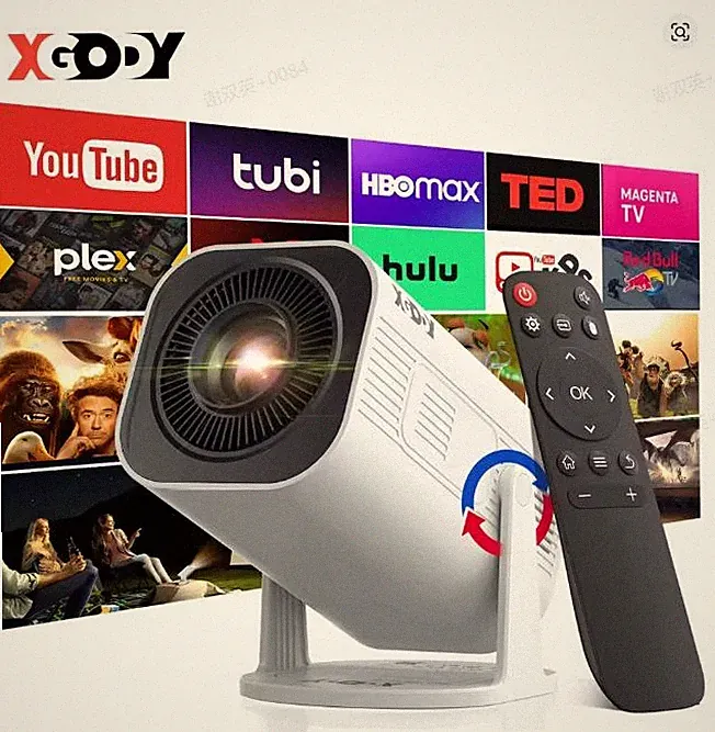 XGODY Gimbal 3S 1080P Beamer HD Android Projektor 4K LCD Heimkino Bluetooth