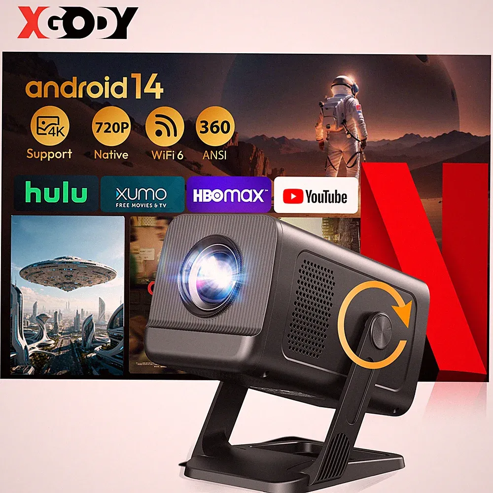 XGODY Gimbal 5 GO 360ANSI Video Beamer Projektor 720P 4K WiFi Heimkino Bluetooth