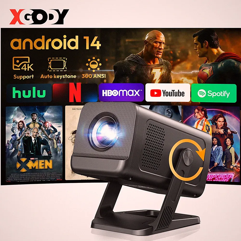 XGODY Gimbal 5 GO Video Beamer HD Projektor 1080P 8K 5G WiFi Heimkino Bluetooth