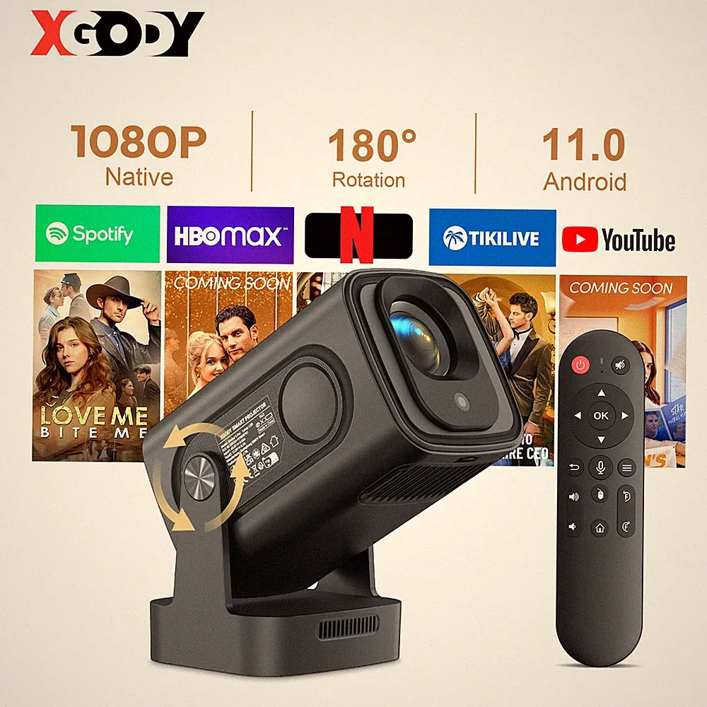 XGODY Gimbal 5 Pro 4K 5G Mini Beamer Projektor Heimkino Beamer Android WiFi BT