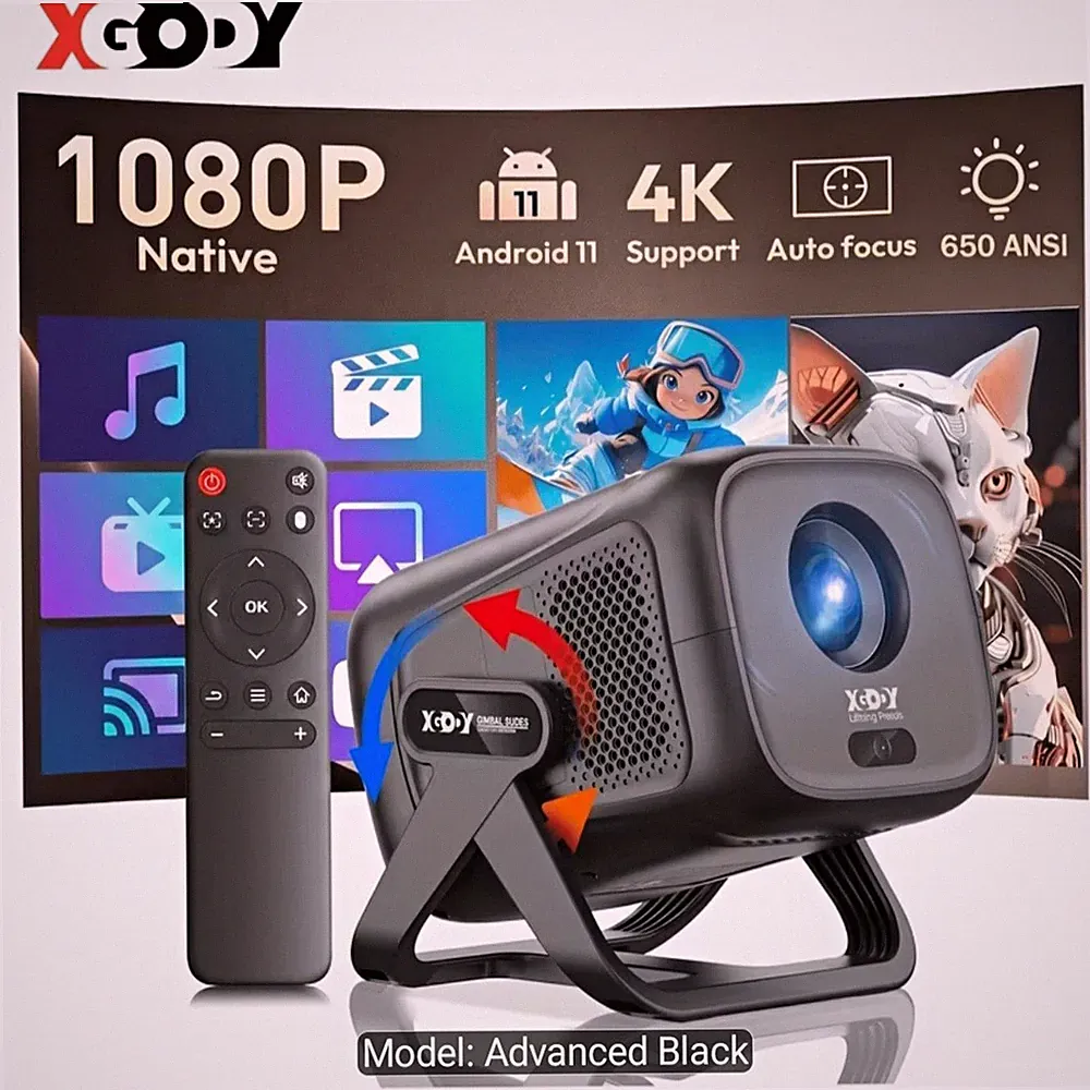 XGODY Gimbal A5 Pro Android Beamer 1080p nativ 4K Support 650 ANSI