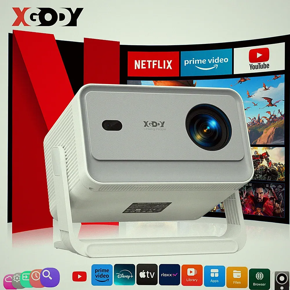 XGODY Gimbal A6 Pro Video Beamer Full hd 4K Projektor WiFi Android TV Autofokus