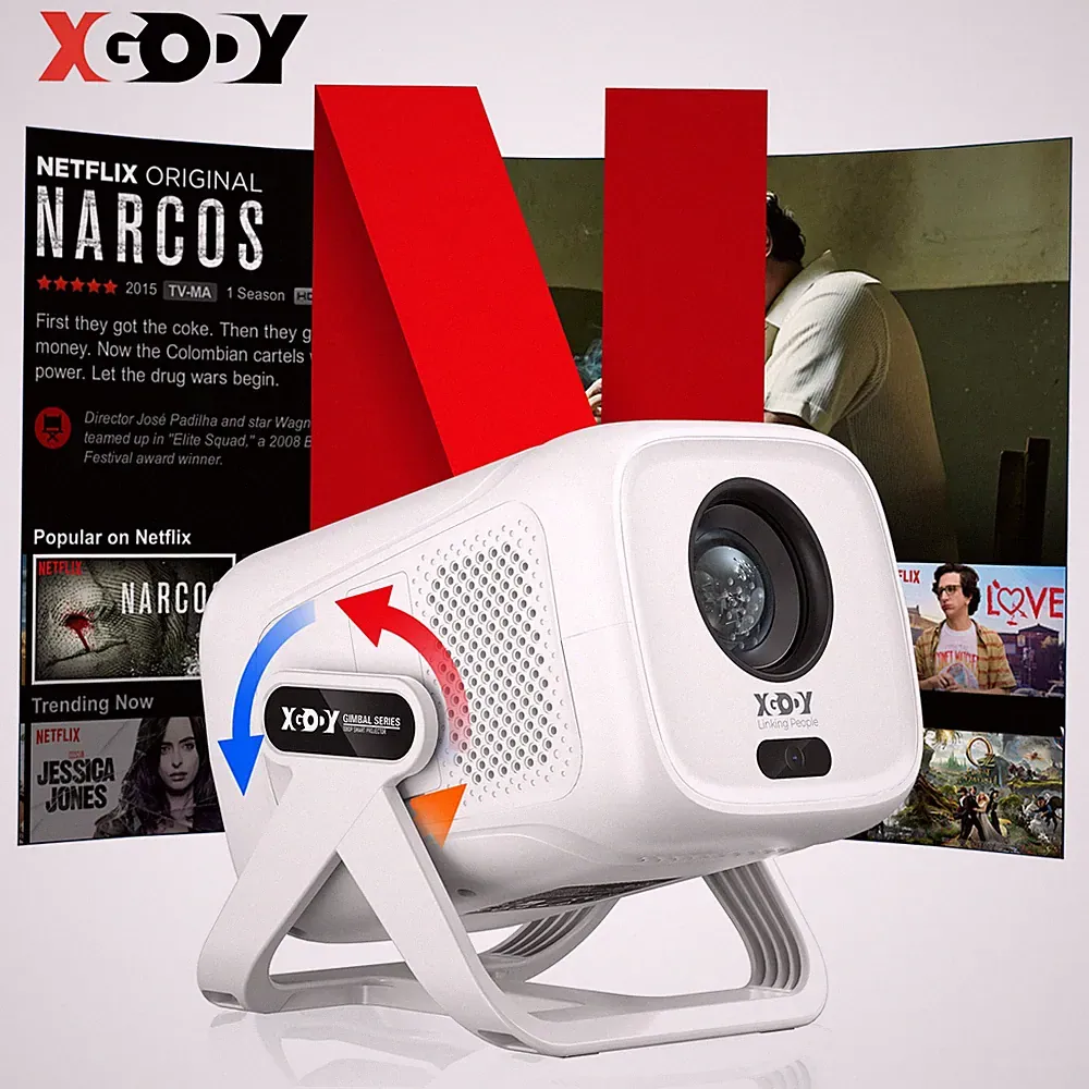XGODY Gimbal N5 Netflix Offizieller FHD Beamer Smart-Projektor Android Heimkino