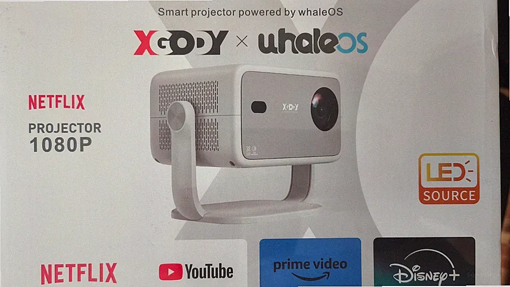 XGODY Gimbal N6 Smart 4K Projector, Auto Focus, Keystone,VOPLLS 650ANSI Full HD+