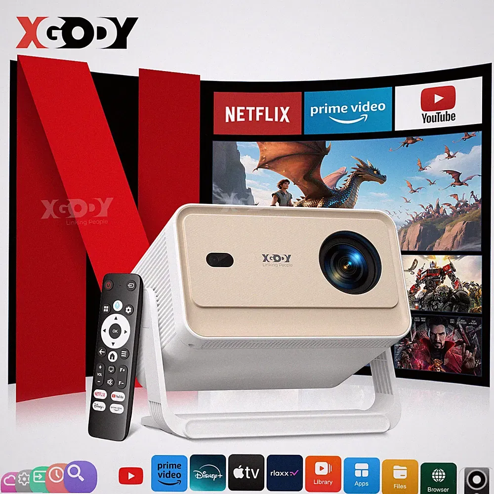 XGODY N6 Pro Netflix Official Video Beamer 4K HD Projektor Autofokus Whale OS TV