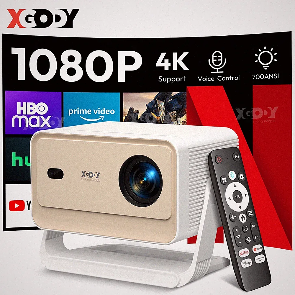 XGODY Netflix Official Video 4K Beamer HD Smart Projektor Autofokus Whale OS TV