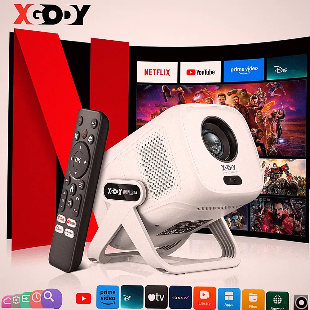 XGODY Netflix Offizieller FHD Beamer Smart-Projektor Android Heimkino 500ANSI