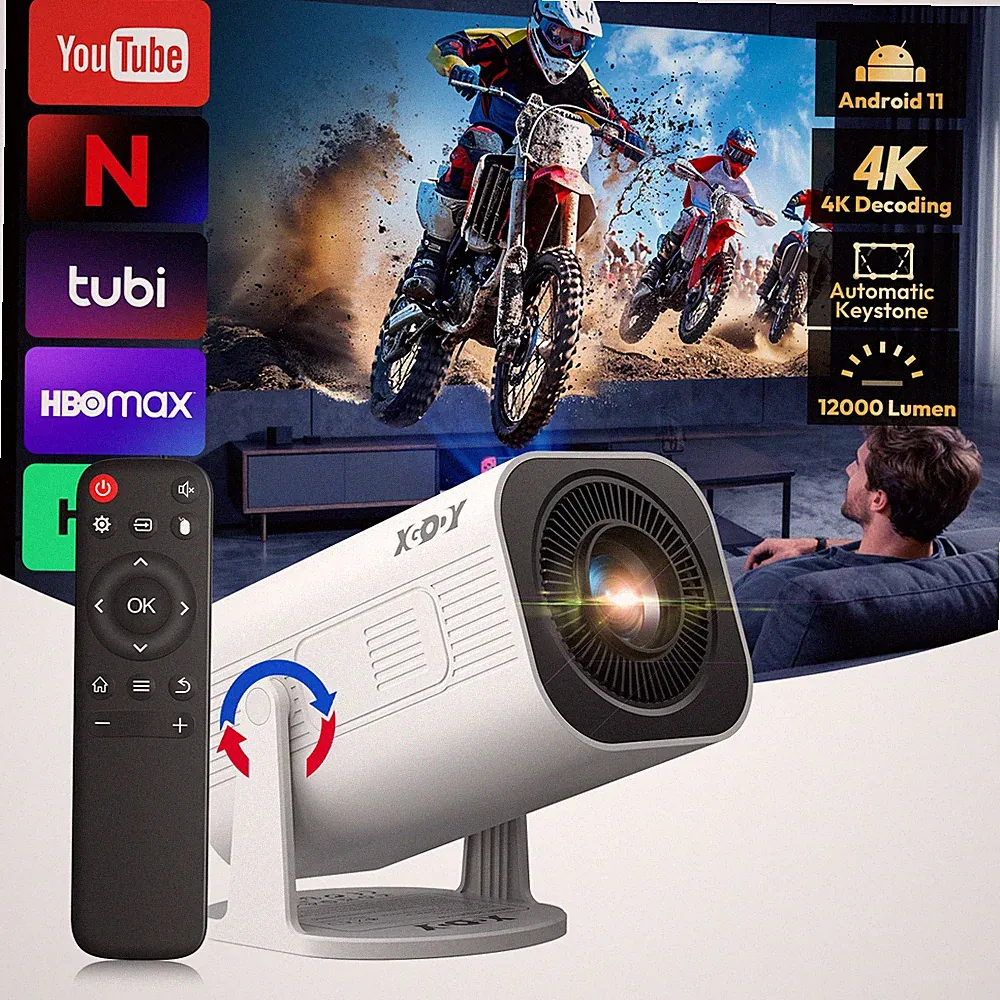 XGODY Projektor 4K 5G Beamer LED WiFi6 BT5.0 Android11 1080P Full HD Heimkino