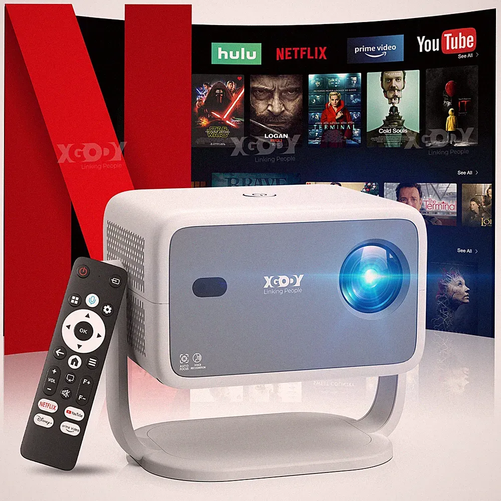 XGODY Smart Beamer HD Projektor 4K AutoFocus 25000LMS WiFi Heimkino Bluetooth