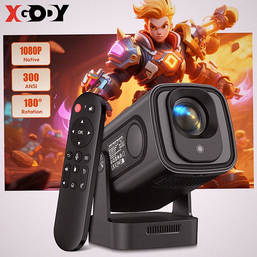 XGODY Smart Heimkino Beamer 4K WiFi Projektor Video Beamer 1080P Leinwand HDMI