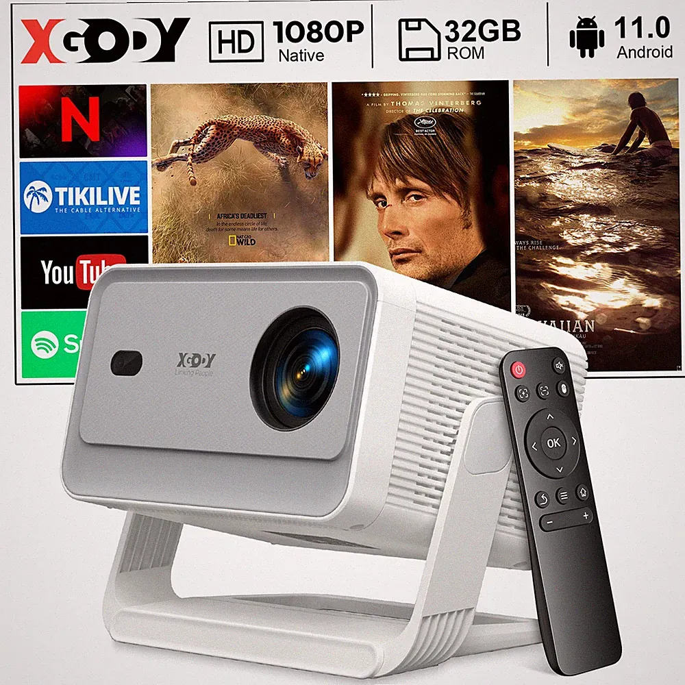XGODY Smart Video Beamer Full hd 4K Projektor WiFi Android TV Autofokus HDMI USB