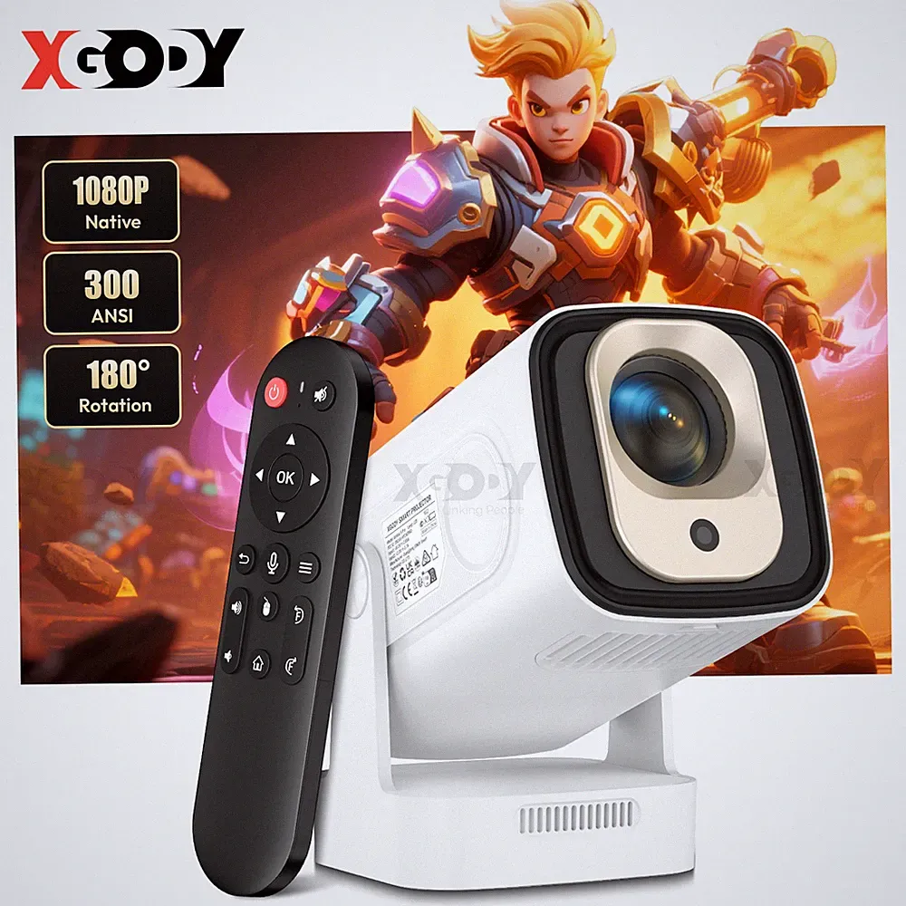 XGODY Video Beamer 4K 12000LMS Native 1080P 5G WiFi Bluetooth Projektor LED DE