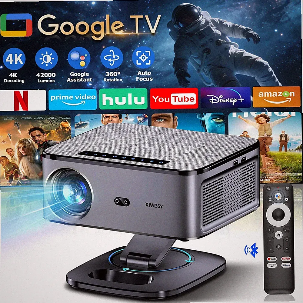 XIWBSY 2026 Tragbarer 4K UHD Smart Projektor WiFi Bluetooth Android 11 TV Stick