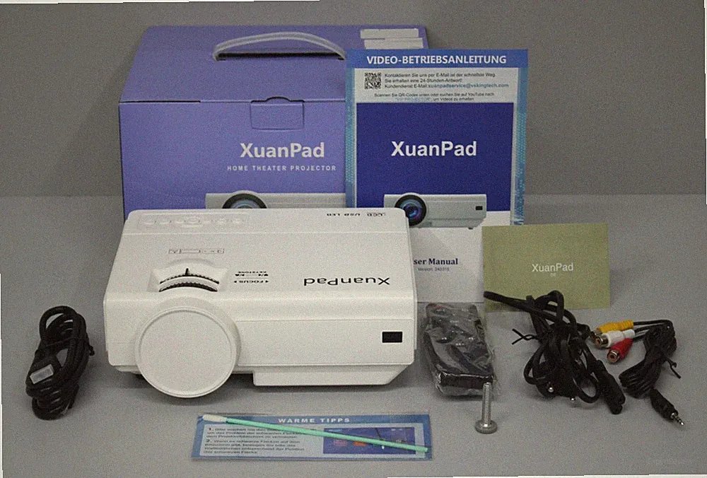 Xuanpad Heimkino-Projektor Verbessertes WiFi Bluetooth Mini Beamer HD 1080P Weiß