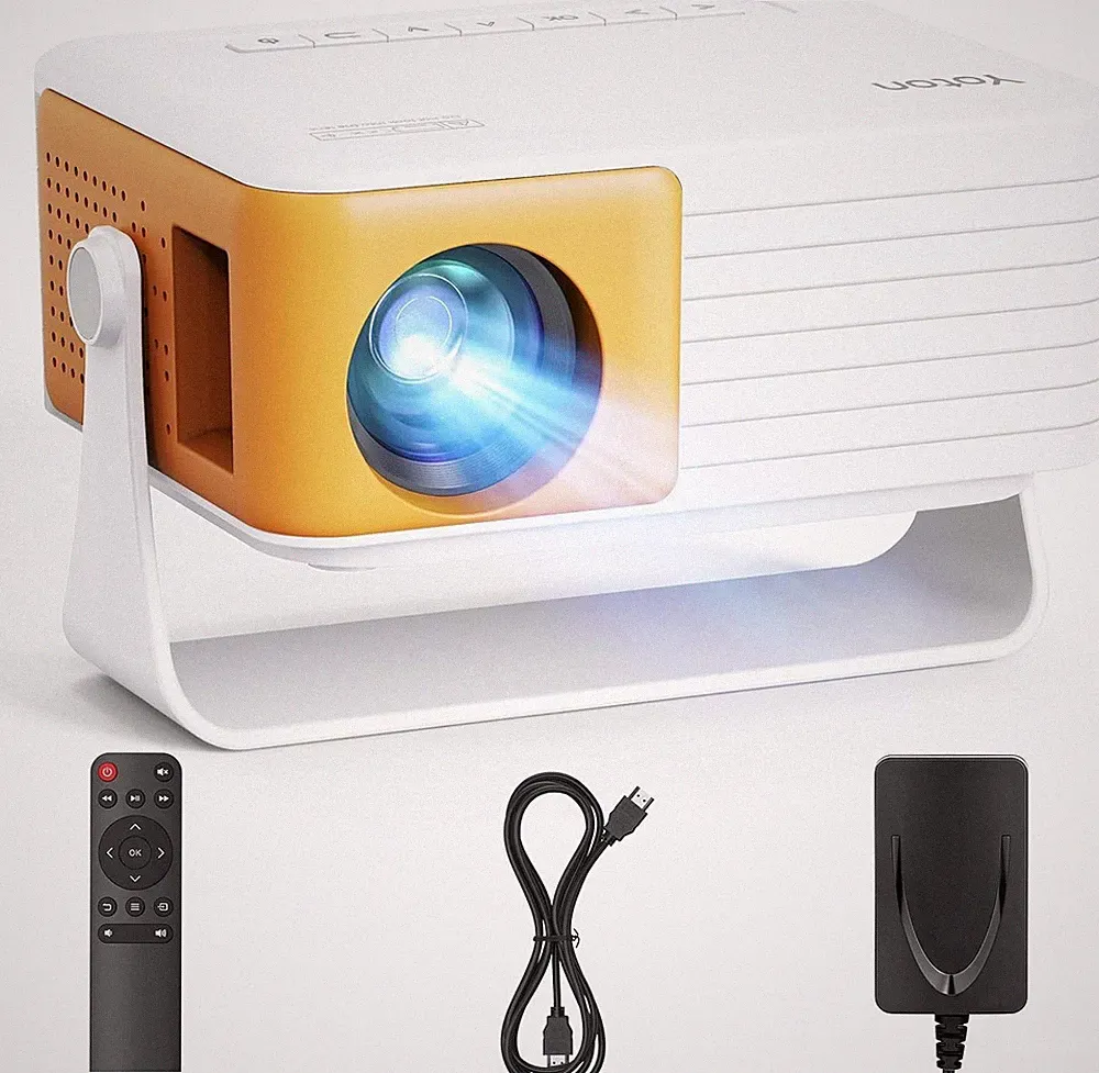 Y3 Mini Projektor 6000 Lm 1080P Gelb | Tragbarer Beamer 120 Zoll HDMI/USB/Phone