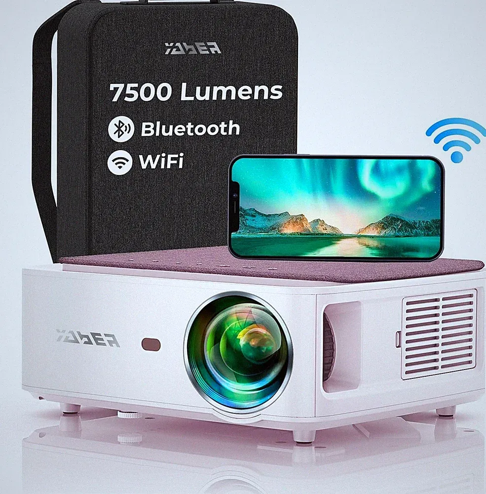 YABER WiFi Bluetooth Tragbarer Projektor 7500 Lumen 1080P HD 4-Punkt Keystone