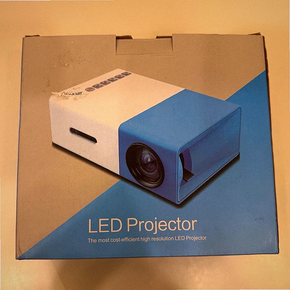 YG300 Mini LED Projektor TFT LCD 320x240, 1080p, USB, tragbar, Weiß/Blau