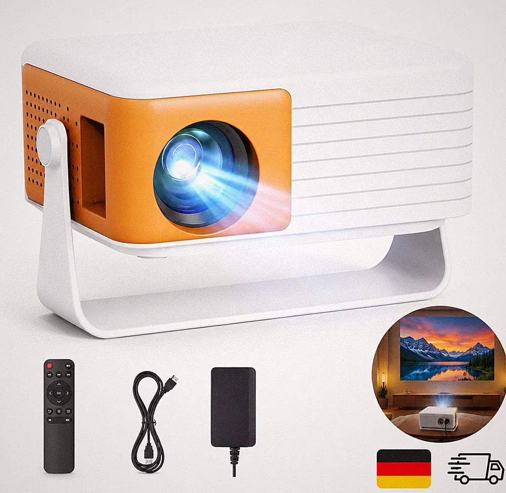 YOTON Mini Beamer 1080P Auto Keystone 180° Drehung HDMI USB WLAN Projektor Kino