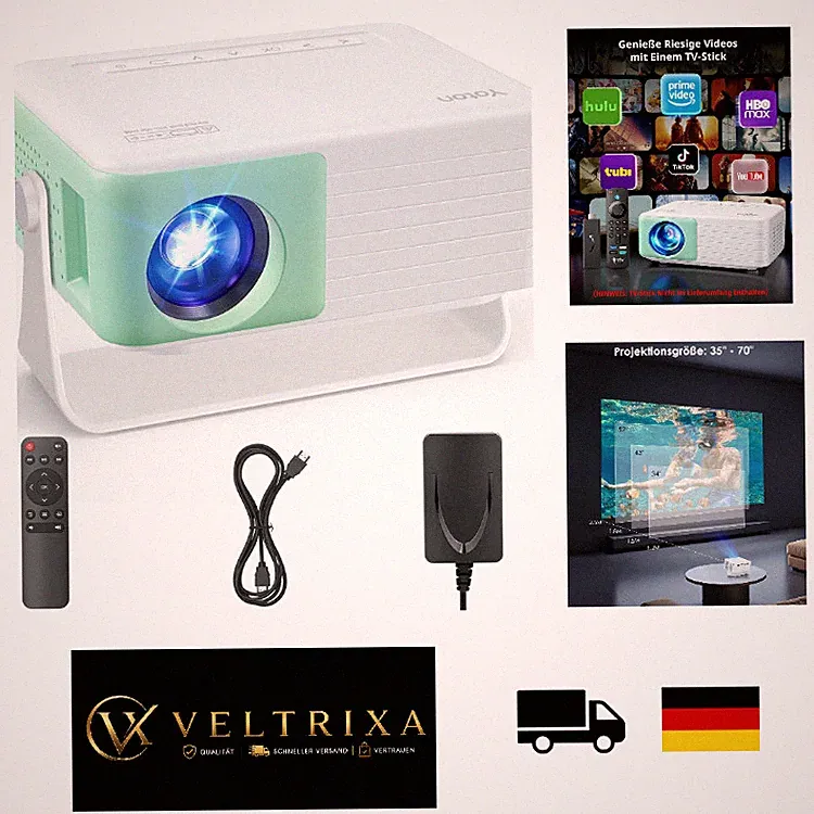 YOTON Mini Beamer 1080P Tragbarer Projektor mit 50 Zoom, HDMI USB, 15000L
