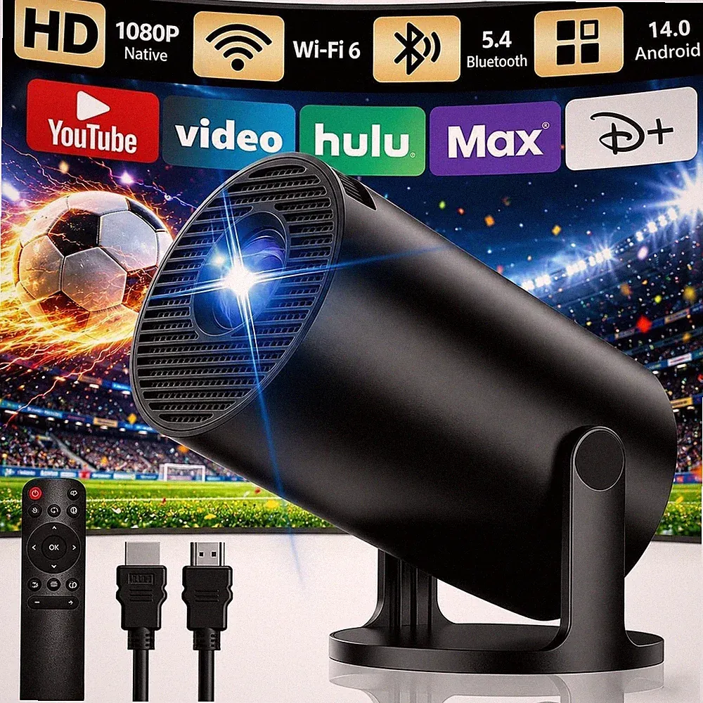 Yoton Mini Beamer 4K Android 14 Wi-Fi 6 180 Drehbar