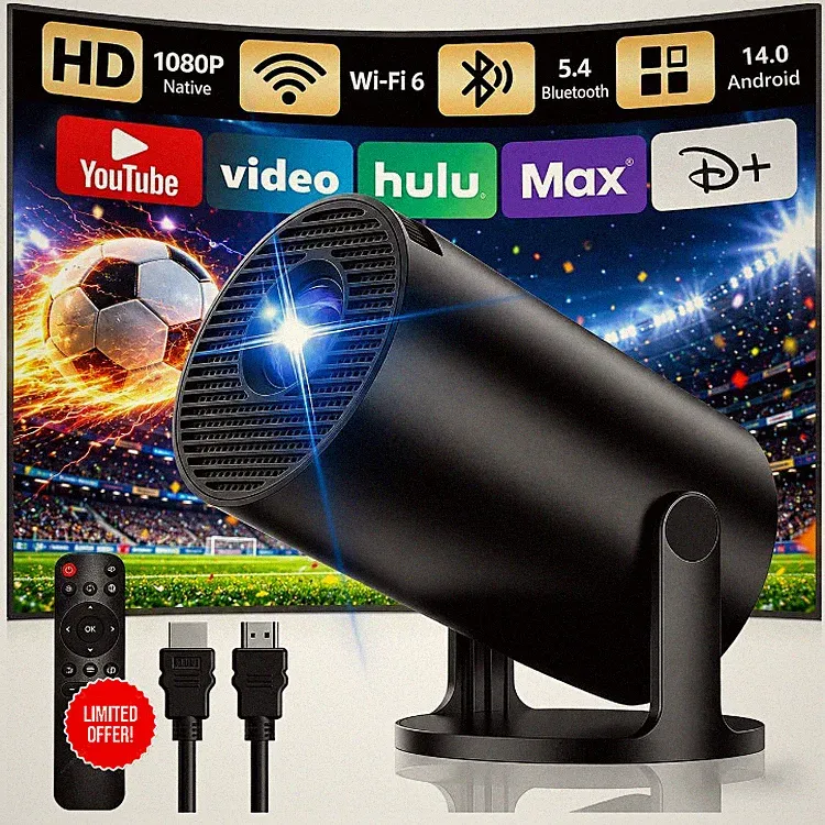 Yoton Mini Beamer 4K Android 14 WiFi 6 Bluetooth 54 200ANS
