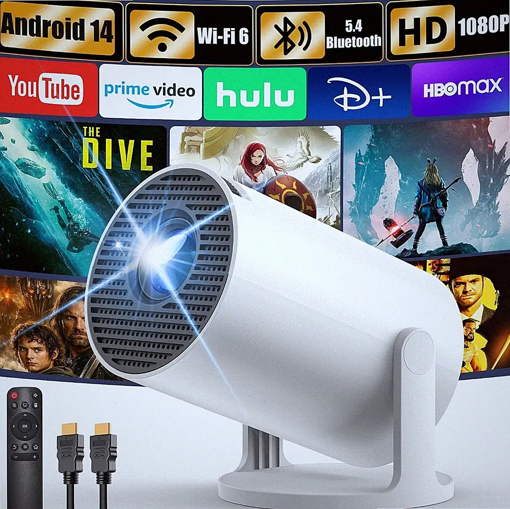 Yoton Mini Beamer 4K Android 14 WiFi 6 Bluetooth 54 200ANS