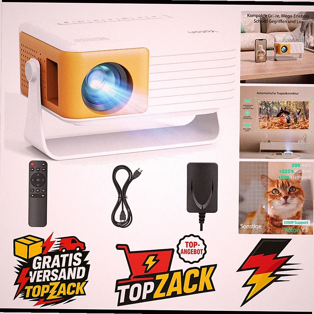 Yoton Mini Beamer Full-HD 1080P Tragbar mit 15000Lumen Heimkino