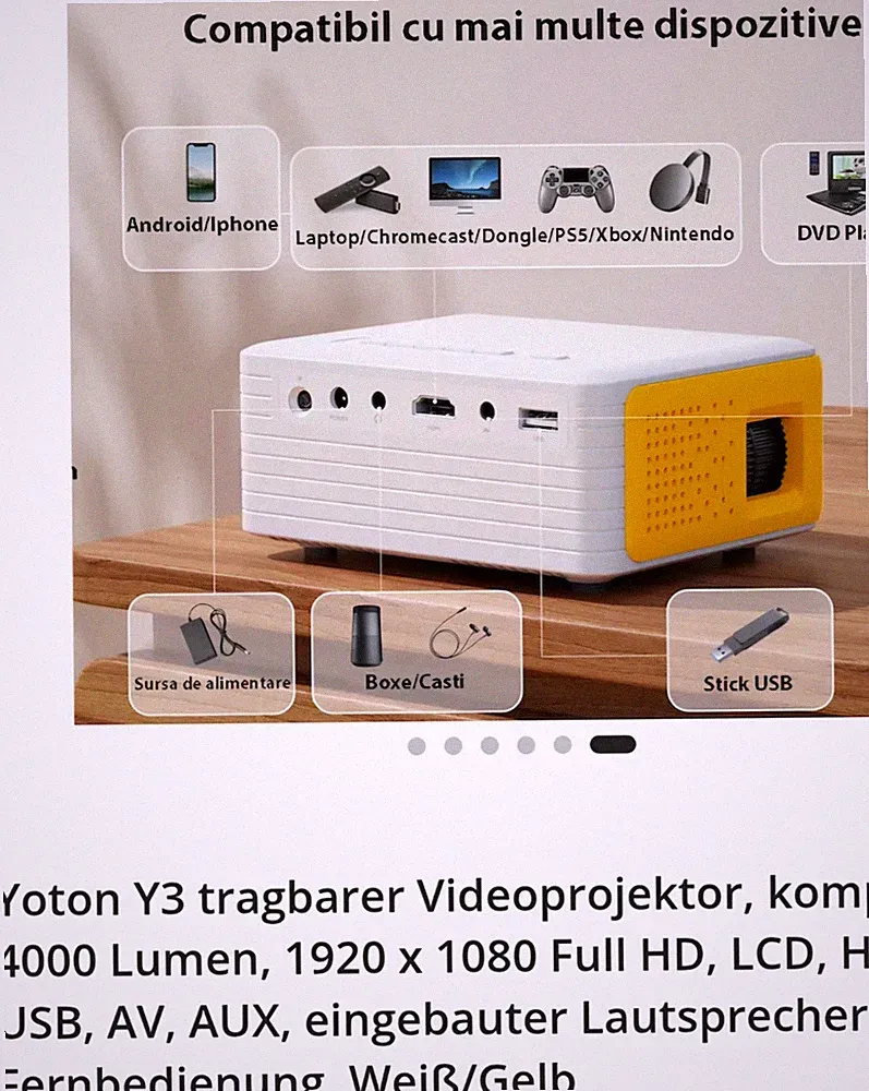 YOTON Mini Beamer Handy, 2025 Neuer Y3 Tragbarer Projektor Full HD, A+++
