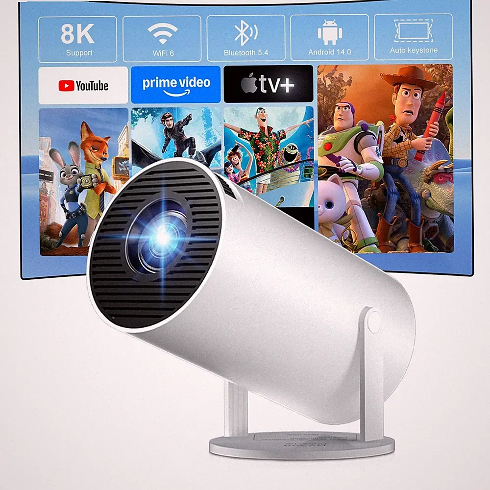 ZDSSY Mini Projektor für Schlafzimmer 4K 8K Unterstützung, Native 720P Projektoren Weiß