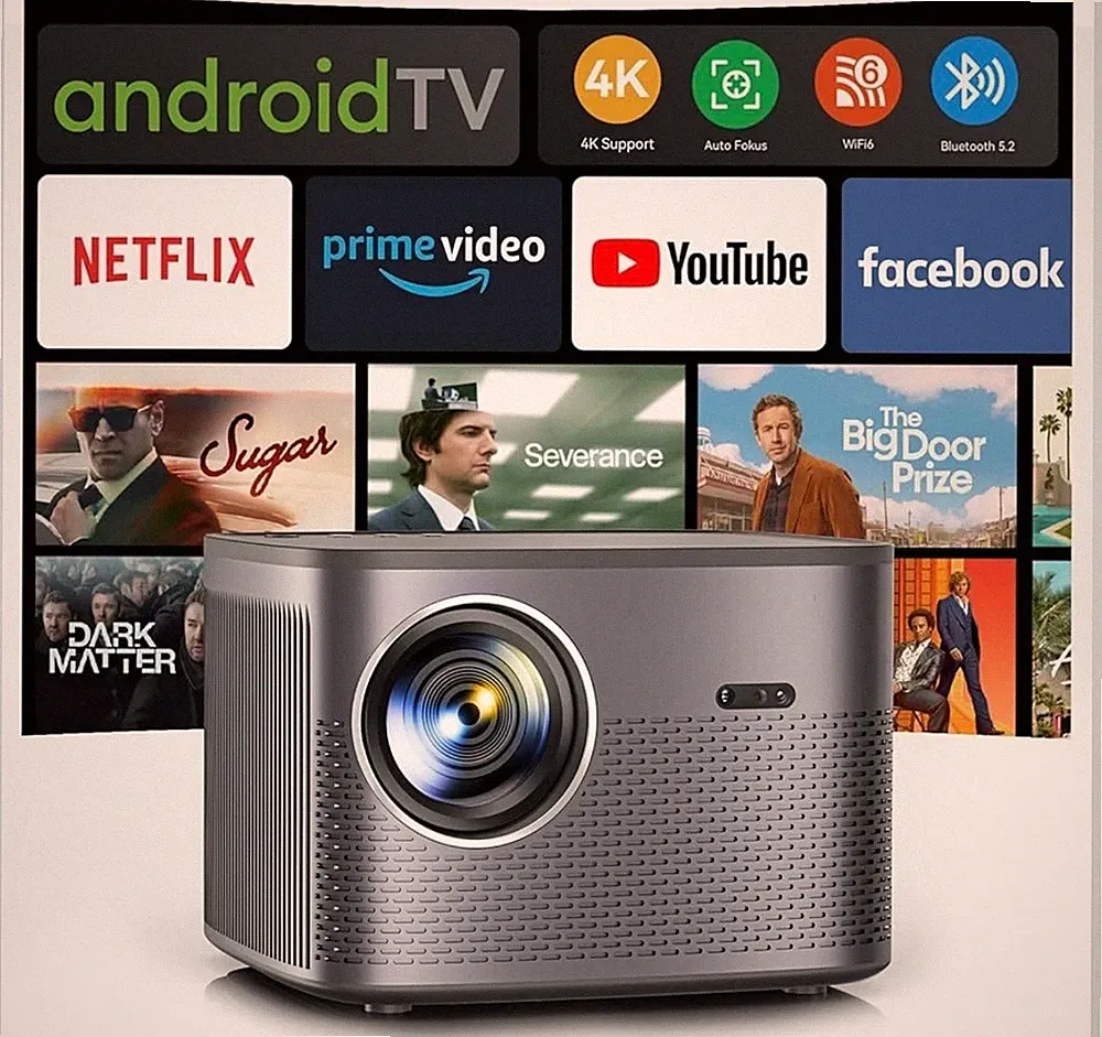 Zoomcat 4K Heimkino Beamer mit Netflix Autofokus 6D 4P Trapezkorrektur wifi6
