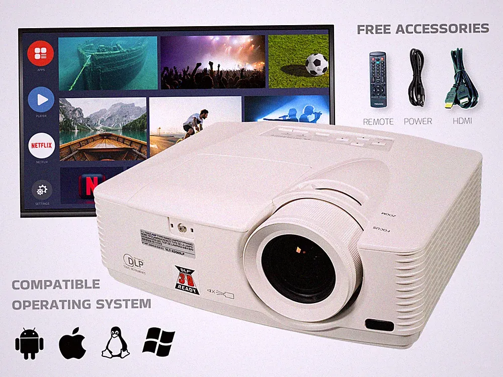 Zuverlässige 4K Projektor DLP für Familie Film Nächte 3500 Lumen PC 3D Bereit